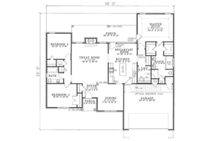 Floor Plan - Main Floor for Traditional House Plan #17-595 - 3 bed, 2 bath