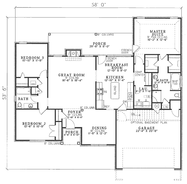 House Design - Traditional Floor Plan - Main Floor Plan #17-595
