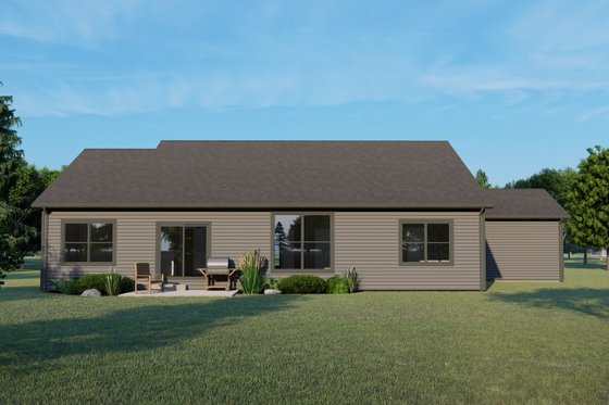 Exterior - Rear Elevation for Ranch House Plan #1064-175 - 3 bed, 2 bath