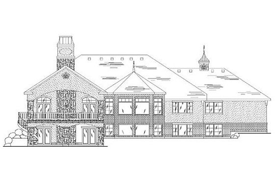 Exterior - Rear Elevation for European House Plan #5-359 - 5 bed, 3.5 bath