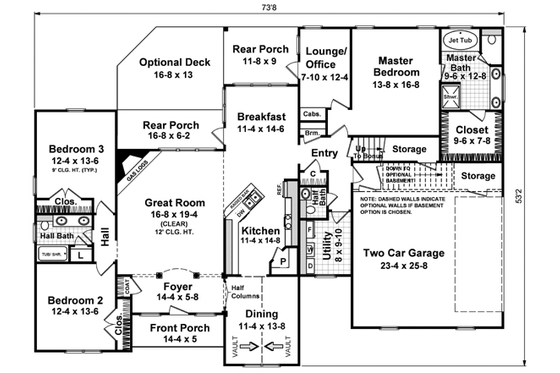 Floor Plan - Main Floor for Traditional House Plan #21-134 - 3 bed, 2.5 bath