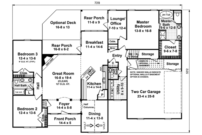 House Plan Design - Floor Plan - Main Floor for Traditional House Plan #21-134 - 3 bed, 2.5 bath