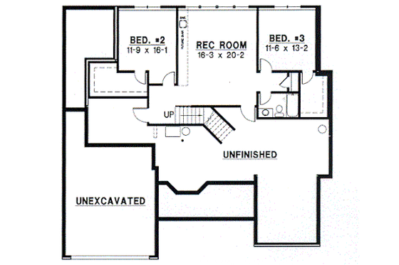 Floor Plan - Lower Floor for European House Plan #67-322 - 4 bed, 3 bath