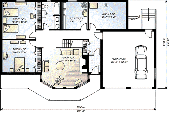 Floor Plan - Main Floor for Contemporary House Plan #23-2022 - 4 bed, 3 bath