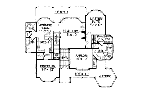 Floor Plan - Main Floor for Victorian House Plan #40-221 - 4 bed, 3.5 bath