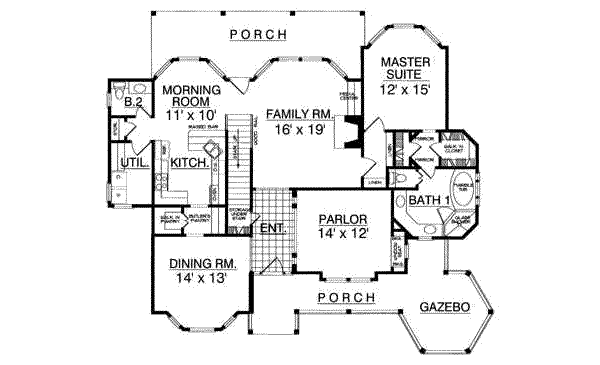 Victorian Floor Plan - Main Floor Plan #40-221