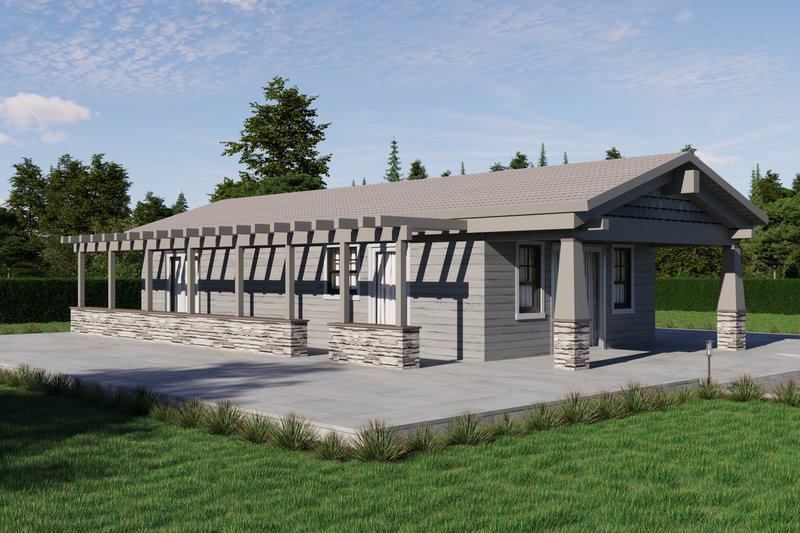 House Blueprint - Exterior - Front Elevation 2 for Craftsman House Plan #1106-87 - 1 bed, 1 bath