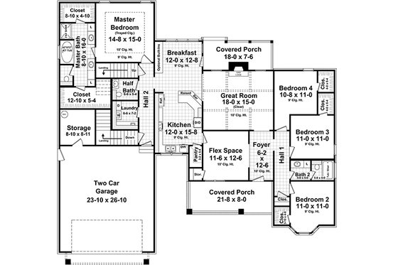 Floor Plan - Main Floor for Country House Plan #21-386 - 4 bed, 2.5 bath