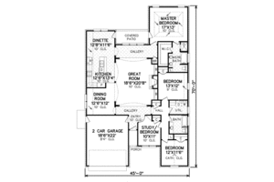 Floor Plan - Main Floor for Traditional House Plan #65-444 - 3 bed, 2 bath