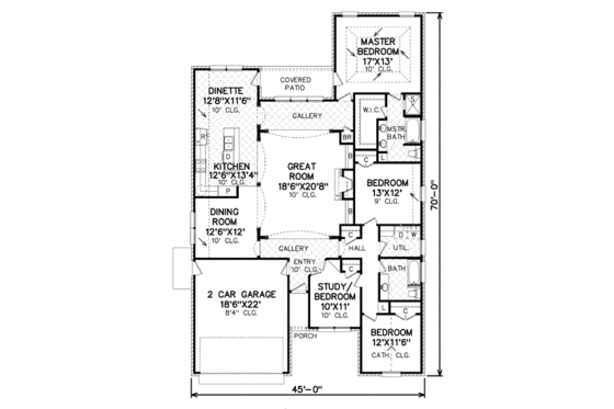 Floor Plan - Main Floor for Traditional House Plan #65-444 - 3 bed, 2 bath