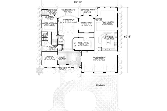 Floor Plan - Main Floor for Mediterranean House Plan #420-187 - 5 bed, 6.5 bath