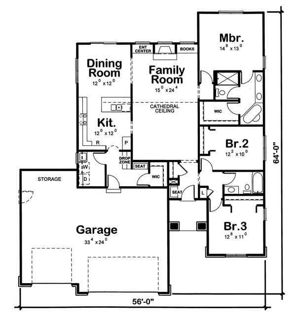 Traditional Floor Plan - Main Floor Plan #20-1772