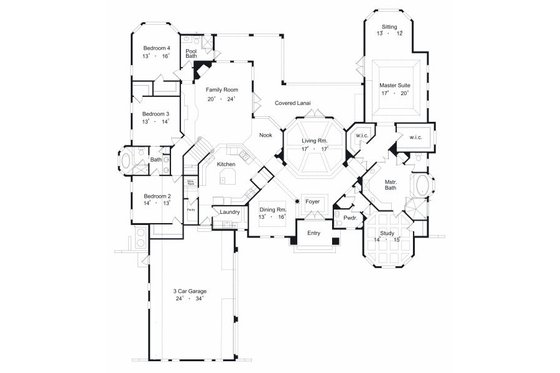 Floor Plan - Main Floor for European House Plan #417-443 - 5 bed, 4 bath