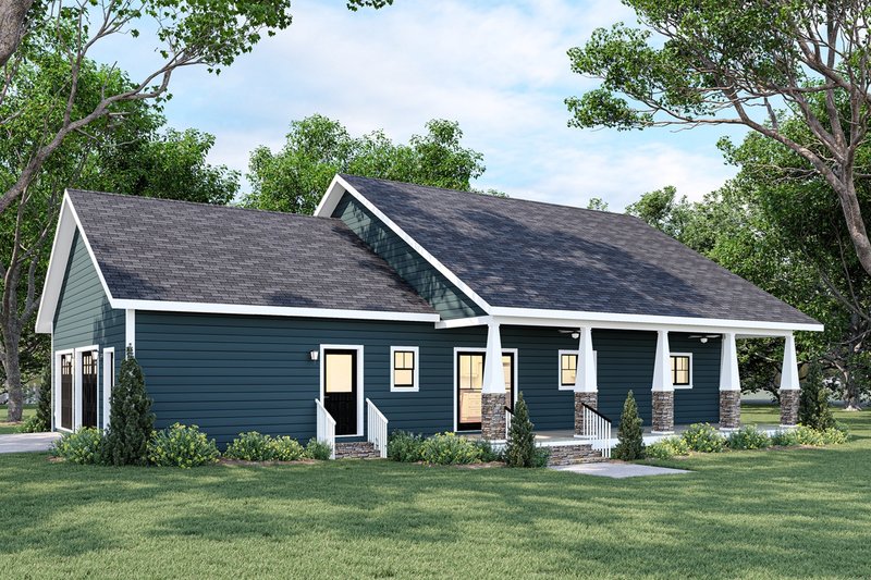Architectural House Design - Exterior - Rear Elevation for Bungalow House Plan #44-197 - 3 bed, 2.5 bath