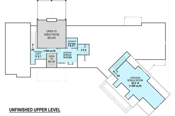 Floor Plan - Upper Floor for Ranch House Plan #119-430 - 3 bed, 2.5 bath