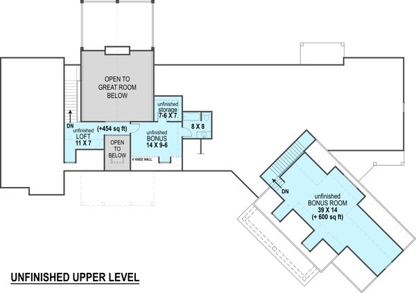 Architectural House Design - Ranch Floor Plan - Upper Floor Plan #119-430