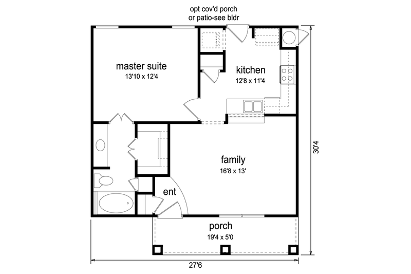 House Design - Floor Plan - Main Floor for Craftsman House Plan #84-499 - 1 bed, 1 bath