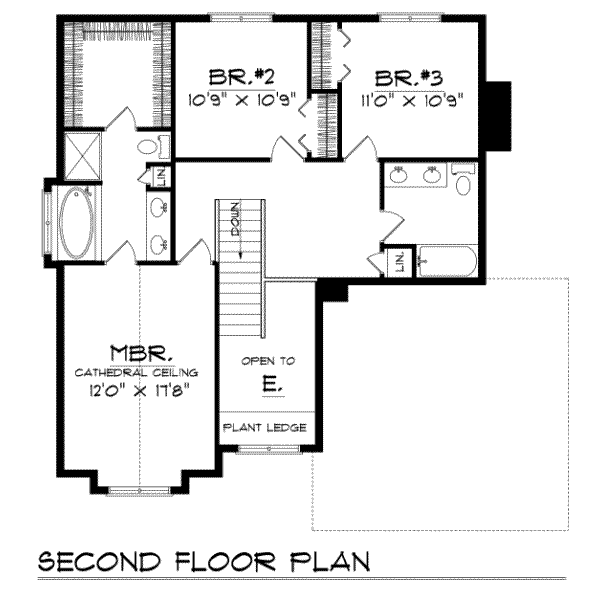 Traditional Floor Plan - Upper Floor Plan #70-242