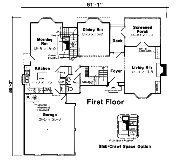 Floor Plan - Main Floor for Colonial House Plan #312-724 - 3 bed, 2.5 bath