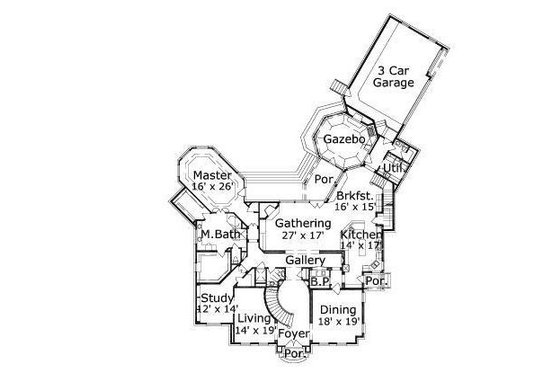 Floor Plan - Main Floor for European House Plan #411-616 - 4 bed, 4.5 bath