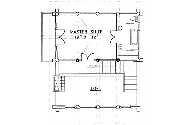 Home Plan - Floor Plan - Upper Floor for Log House Plan #117-406 - 3 bed, 3 bath