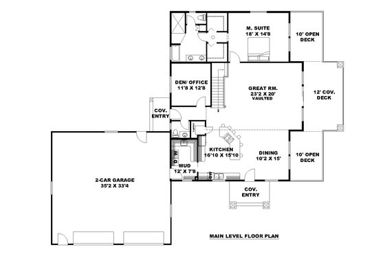 Floor Plan - Main Floor for Craftsman House Plan #117-1009 - 3 bed, 2.5 bath