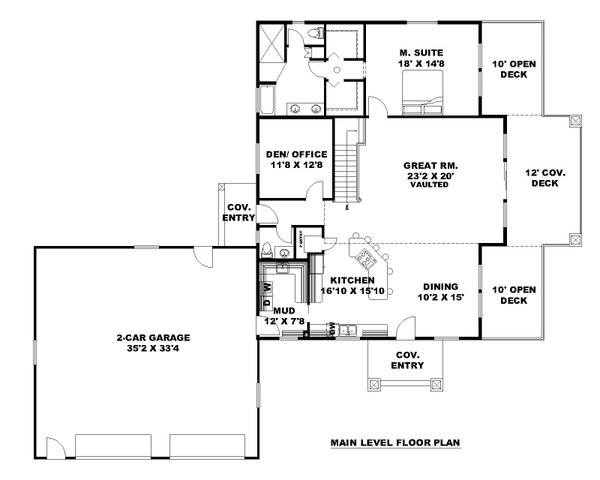 Craftsman Floor Plan - Main Floor Plan #117-1009