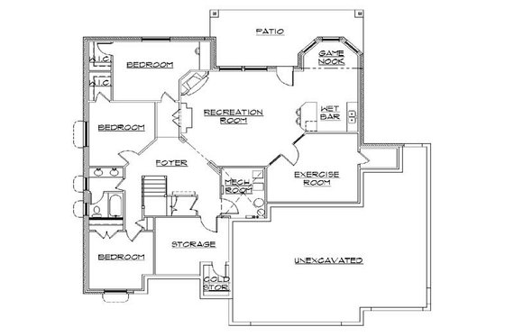 Floor Plan - Lower Floor for Traditional House Plan #5-379 - 5 bed, 3.5 bath