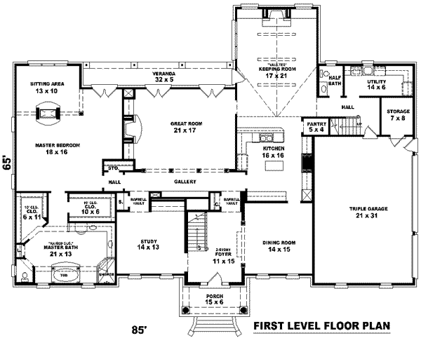 Colonial Floor Plan - Main Floor Plan #81-1354
