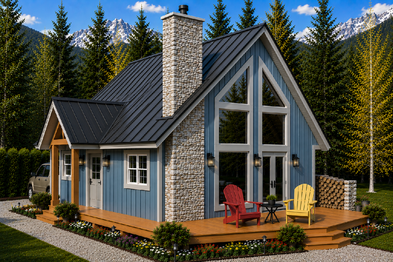 Home Plan - Exterior - Front Elevation 2 for Cabin House Plan #126-194 - 3 bed, 2 bath