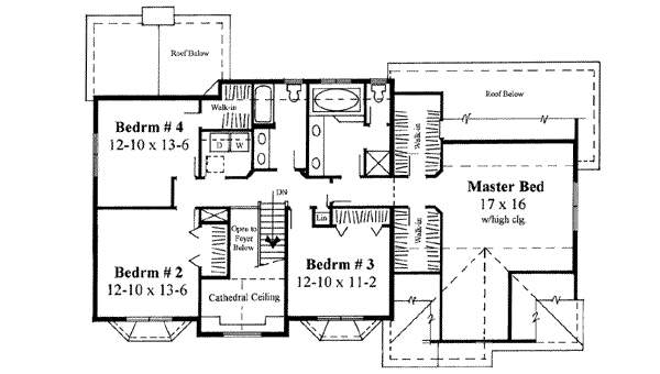 Traditional Floor Plan - Upper Floor Plan #75-150