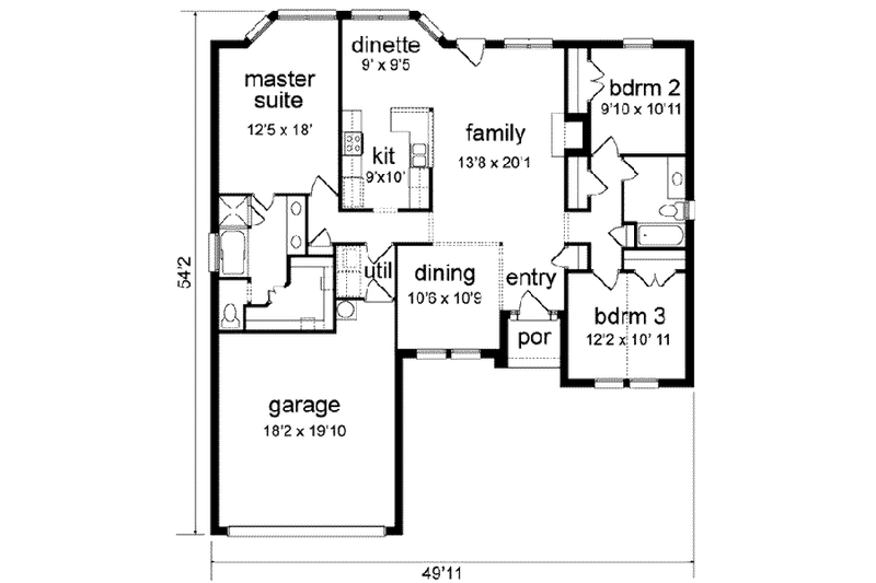 Dream House Plan - Floor Plan - Main Floor for Traditional House Plan #84-117 - 3 bed, 2 bath