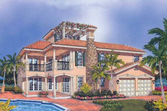 Exterior - Front Elevation for European House Plan #420-138 - 3 bed, 4 bath