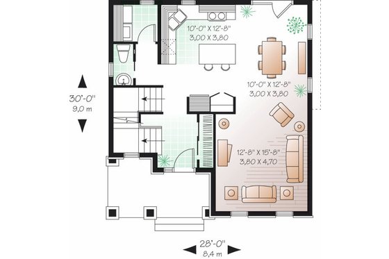 Floor Plan - Main Floor for Traditional House Plan #23-737 - 3 bed, 1.5 bath
