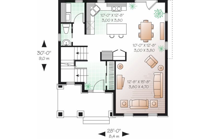 Home Plan - Floor Plan - Main Floor for Traditional House Plan #23-737 - 3 bed, 1.5 bath