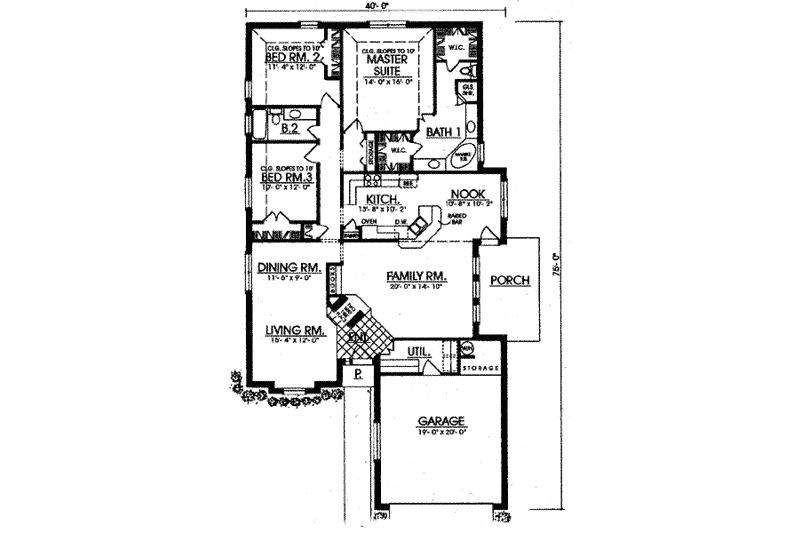 Dream House Plan - Floor Plan - Main Floor for European House Plan #40-254 - 3 bed, 2 bath