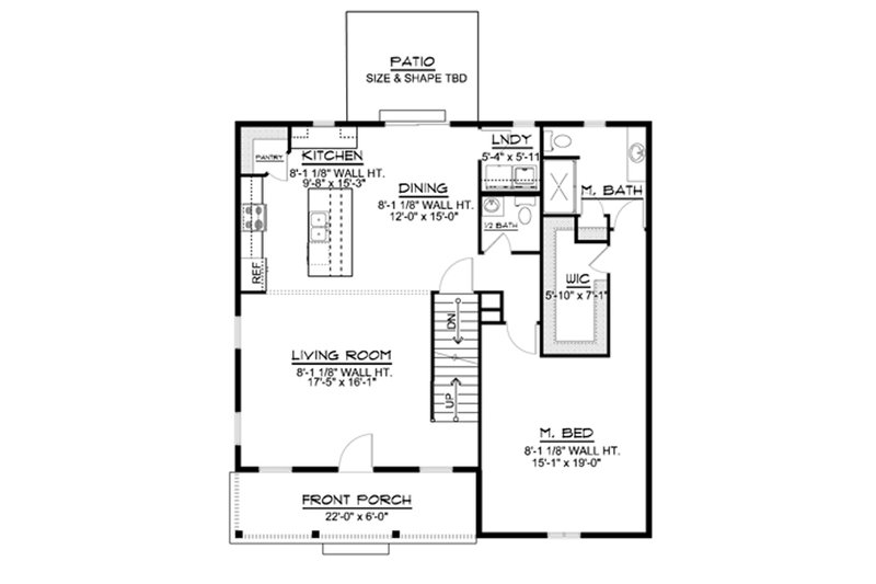 House Design - Floor Plan - Main Floor for Cottage House Plan #1064-22 - 3 bed, 2.5 bath