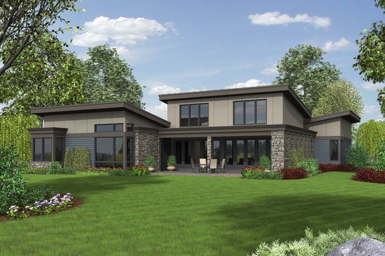 Exterior - Rear Elevation for Modern House Plan #48-497 - 3 bed, 2.5 bath