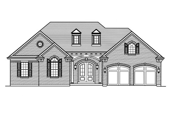 Exterior - Front Elevation 3 for Ranch House Plan #46-881 - 3 bed, 2.5 bath