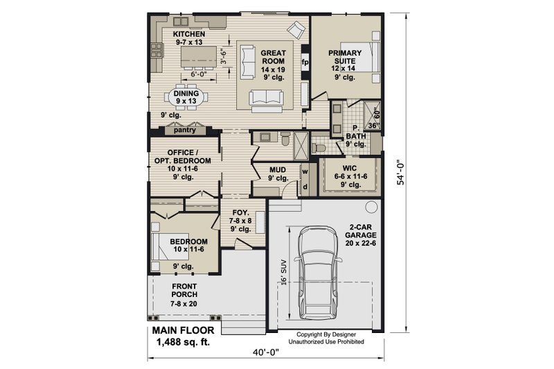 House Plan Design - Floor Plan - Main Floor for Craftsman House Plan #51-1531 - 3 bed, 2 bath