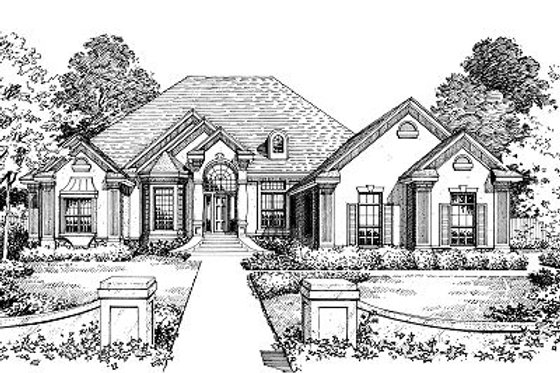 Exterior - Front Elevation for European House Plan #417-347 - 4 bed, 4 bath
