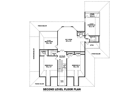 Floor Plan - Upper Floor for Traditional House Plan #81-1490 - 3 bed, 3.5 bath