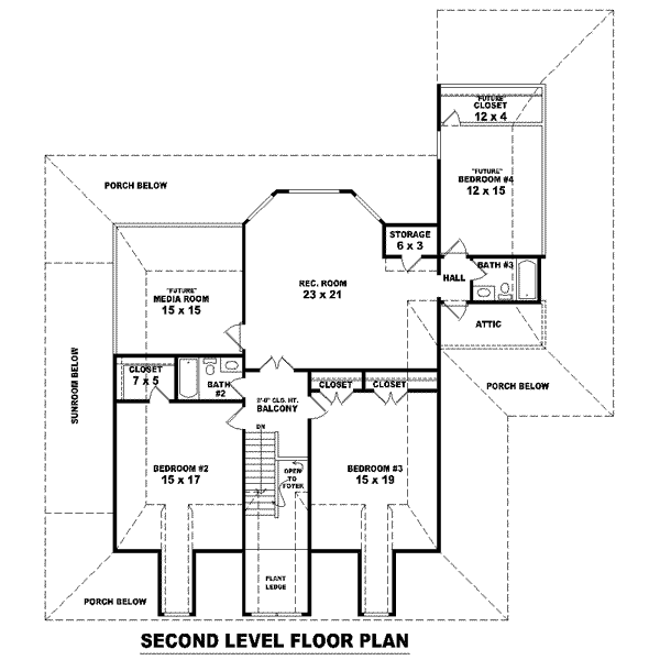 Traditional Floor Plan - Upper Floor Plan #81-1490