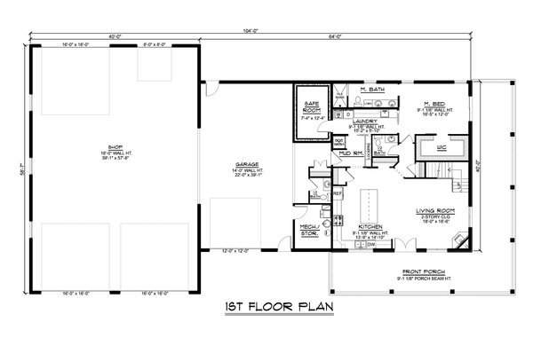 Barndominium Floor Plan - Main Floor Plan #1064-226