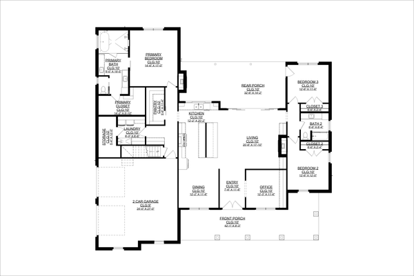 Architectural House Design - Floor Plan - Main Floor 1 for Craftsman House Plan #1127-9 - 3 bed, 2 bath