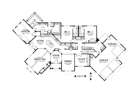 Floor Plan - Main Floor for Traditional House Plan #48-424 - 4 bed, 4.5 bath