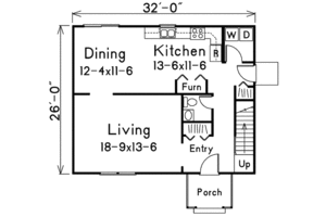 Floor Plan - Main Floor for Colonial House Plan #57-245 - 3 bed, 2.5 bath