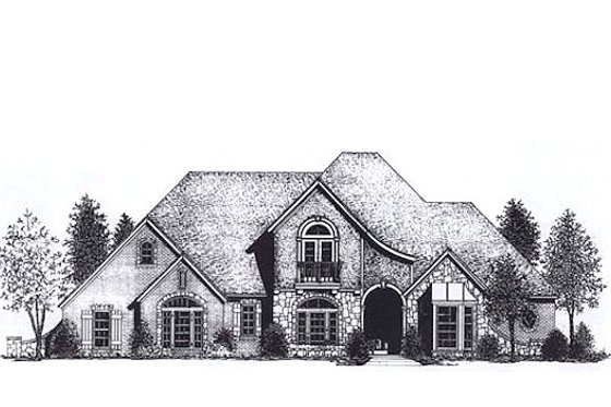 Exterior - Front Elevation for European House Plan #310-937 - 4 bed, 4 bath