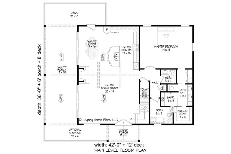 House Blueprint - Floor Plan - Main Floor for Country House Plan #932-910 - 2 bed, 3.5 bath