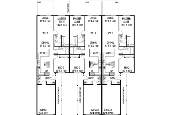 Floor Plan - Main Floor for Traditional House Plan #60-580 - 2 bed, 2 bath